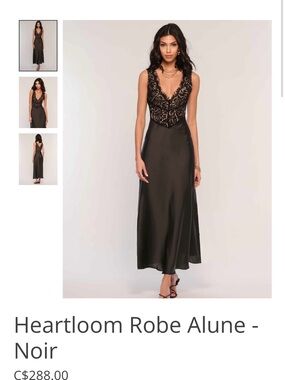 Heartloom Satin Maxi Dress with Lace Bodice in Noir